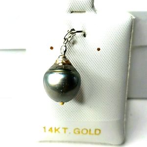 ☆14kt white gold,pearl gemstone pendant